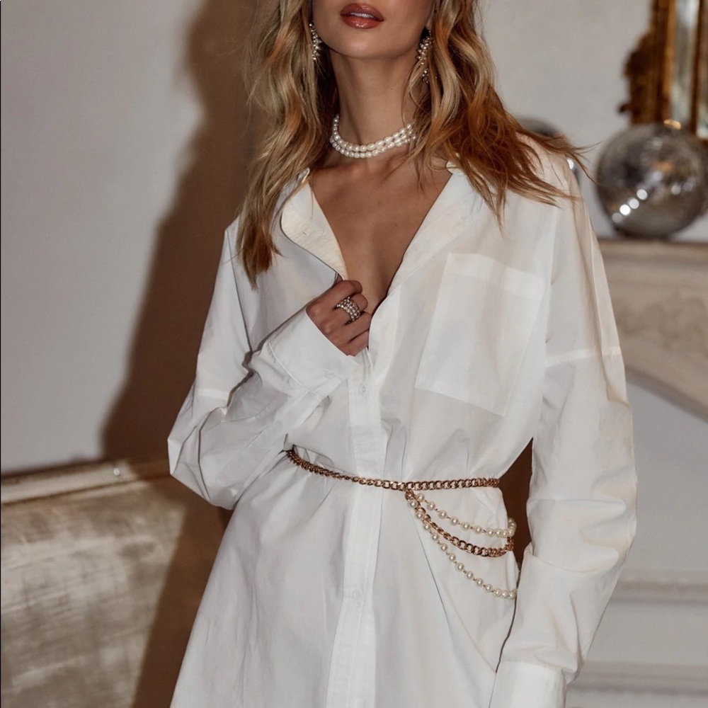 12th Tribe Mimi Pearl and Gold Chain Belt
